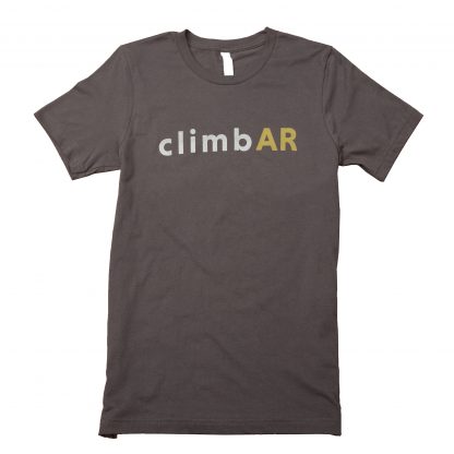 Rock climbing Arkansas tee shirt by Natural State Publishing